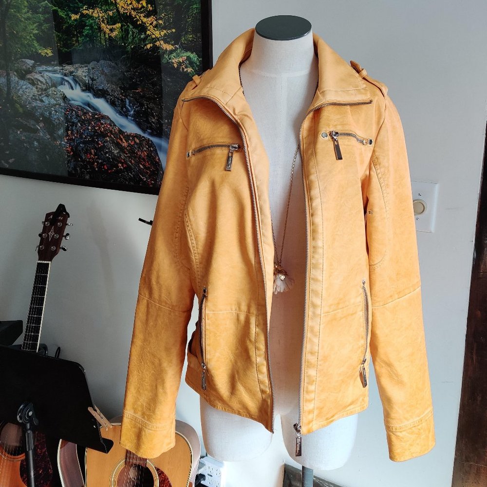 Jou Jou Mustard Faux Leather Jacket XL